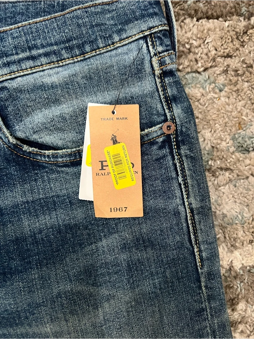 Men's Dark Blue Washed Jeans - Straight Fit Ralph Lauren nwt Sullivan slim